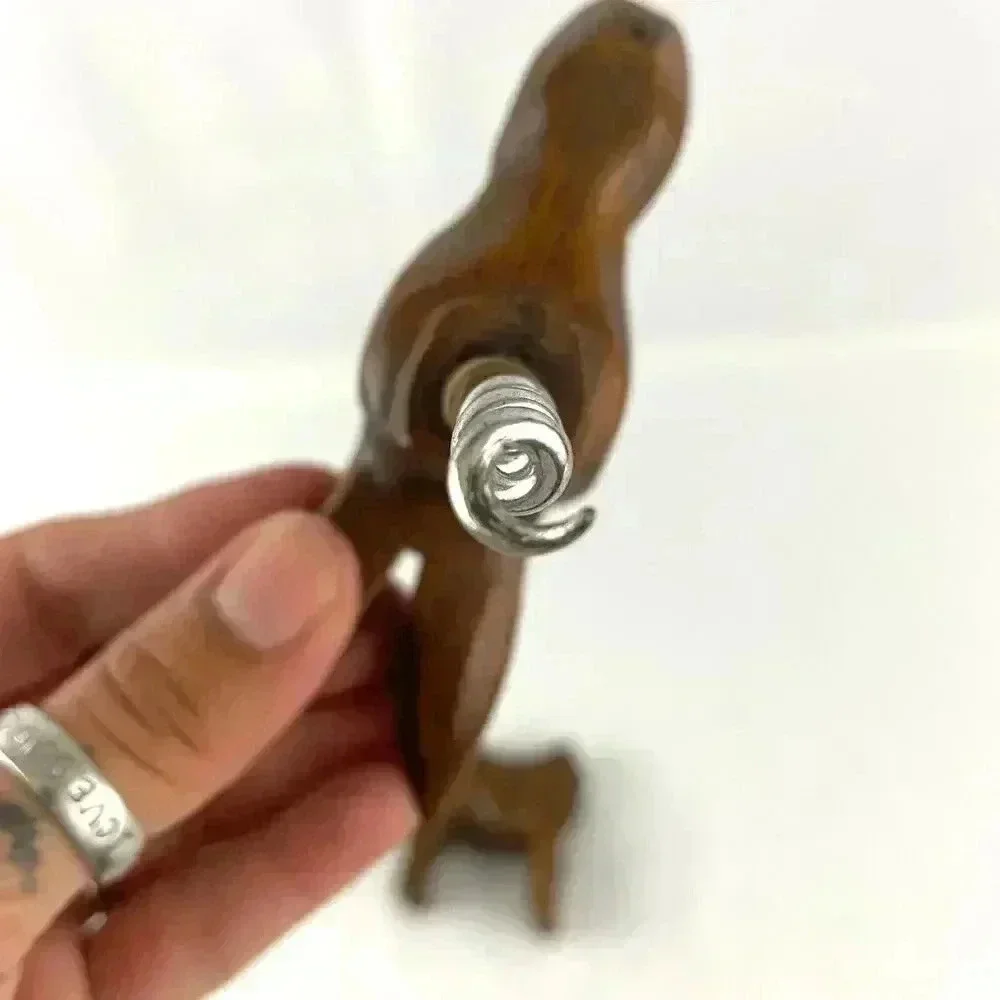 VTG Hickok‎ Corkscrew Bottle Opener Carved Wood Original Genuine France Metal